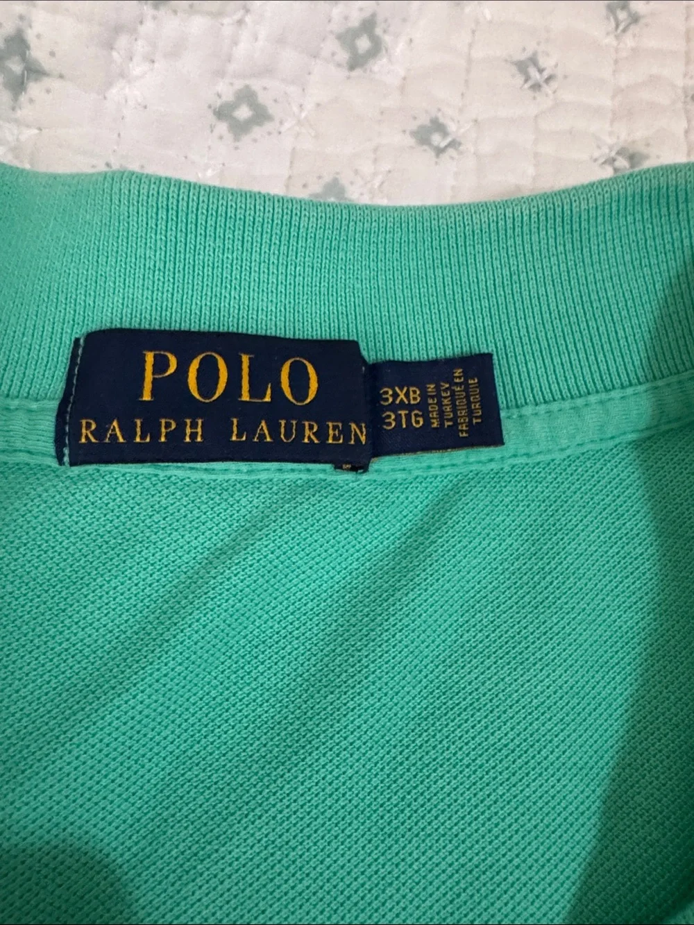 Polo by Ralph Lauren Teal Short-Sleeve Pique Polo with Lilac Logo
